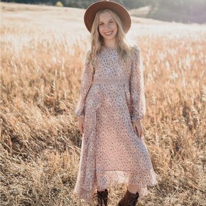 Joyfolie maxi dress light pink with pattern size 12